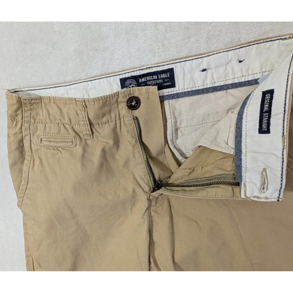 American Eagle Chino Pants Mens 30x32 Khaki Original Straight Casual‎ Preppy